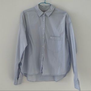 Aritzia Blue Button Down Cropped Shirt
